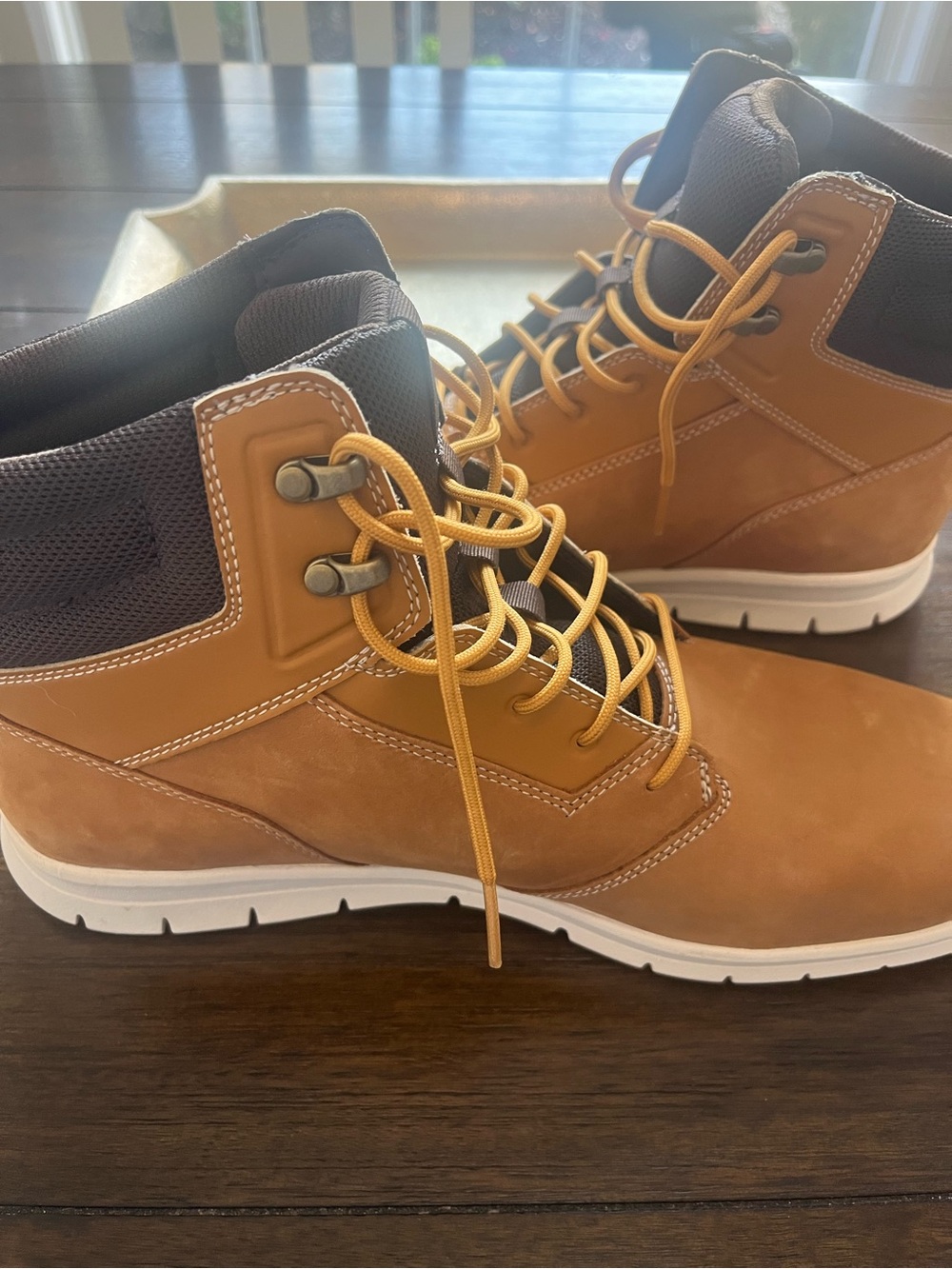 Timberland Wheat and Dark Brown Padded Collar Lace-Up Boots